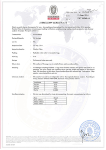 華拓冶金國際鐵合金BV認證證書